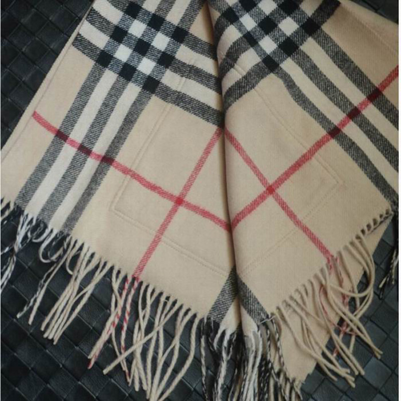 Soft Wool Scarves Pink Plaid Fall Pashmina Scarf